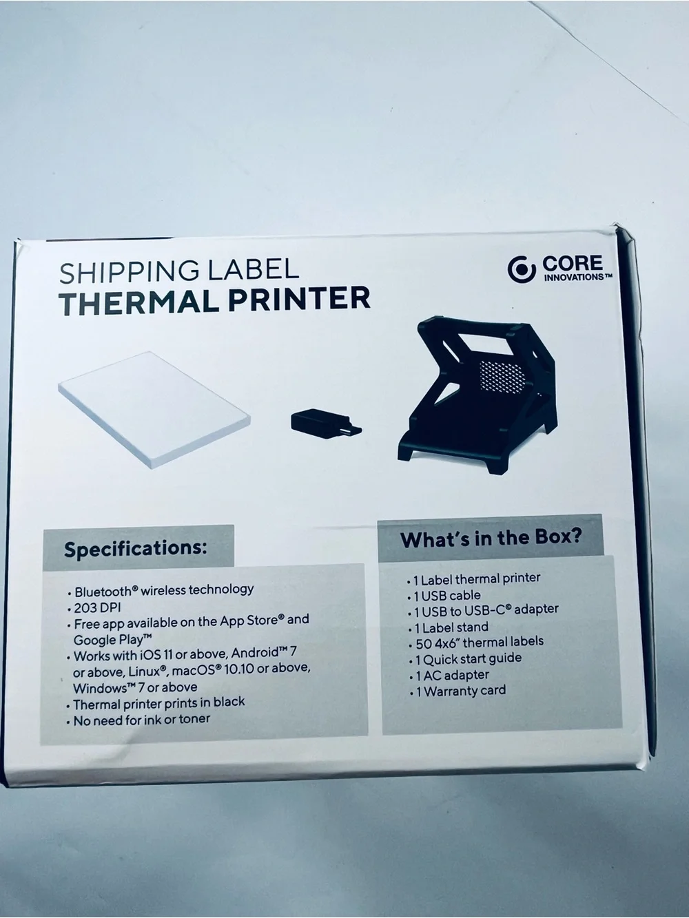 CORE Innovations Bluetooth Shipping Label Thermal Printer NEW